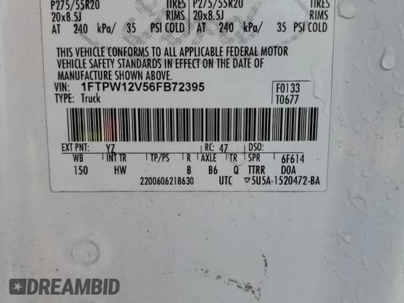 2006 Ford F-150 XLT z VIN 1FTPW12V56FB72395, wystawiony jako Copart lot #42689585 z przebiegiem 376 428 mil mil oraz Nie do naprawy • Non repairable. Historia ofert i sprzedaży dostępna na DreamBid. Obrazek 12.