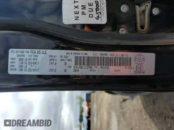 2018 Jeep Compass Latitude с VIN 3C4NJDBB1JT127966, выставлен на аукционе Copart как лот 56780945 с пробегом 261 258 миль миль и Списание • Salvage title. История ставок и продаж доступна на DreamBid. Изображение 13.