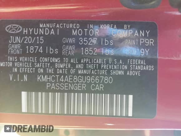 2016 Hyundai Accent SE с VIN KMHCT4AE8GU966780, выставлен на аукционе Copart как лот 85203995 с пробегом 141 008 миль миль и Чистый • Clean title. История ставок и продаж доступна на DreamBid. Изображение 10.