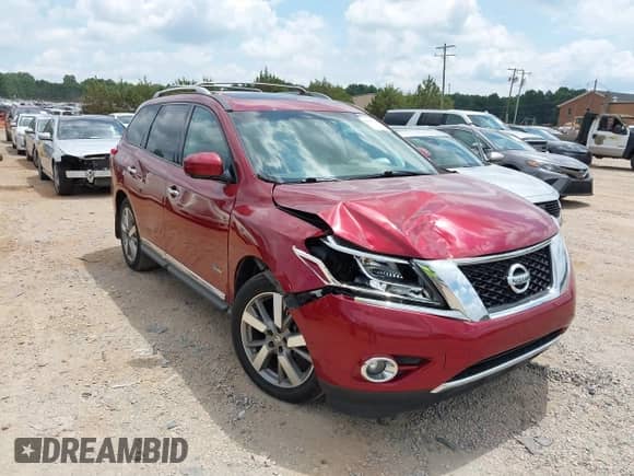 2014 Nissan Pathfinder SV Hybrid with VIN 5N1CR2MM1EC636133, listed as a IAAI auction lot 42876176 with 175,802 mi miles and . Bid and sale history available at DreamBid. Image 1.