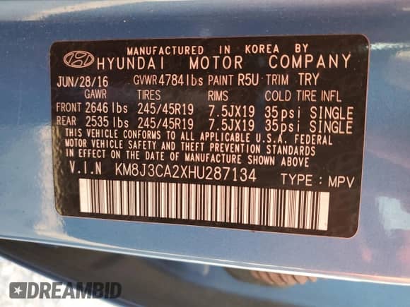 2017 Hyundai Tucson Sport с VIN KM8J3CA2XHU287134, выставлен на аукционе Copart как лот 80639495 с пробегом 131 271 миль миль и Чистый • Clean title. История ставок и продаж доступна на DreamBid. Изображение 13.