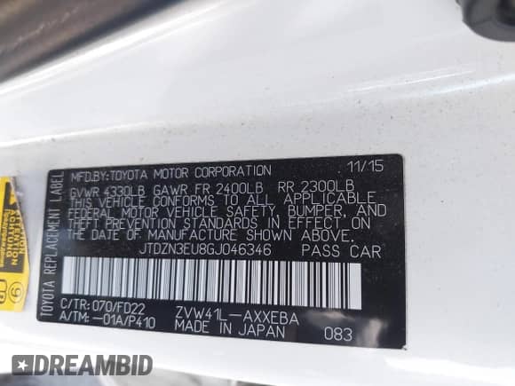 2016 Toyota Prius Two z VIN JTDZN3EU8GJ046346, wystawiony jako IAAI lot #42304337 z przebiegiem 70 141 mil mil oraz . Historia ofert i sprzedaży dostępna na DreamBid. Obrazek 9.