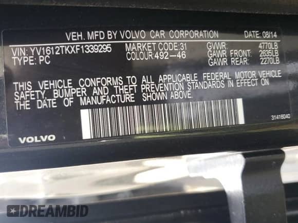 2015 Volvo S60 T5 Premier с VIN YV1612TKXF1339295, выставлен на аукционе Copart как лот 80954835 с пробегом 99 467 миль миль и Чистый • Clean title. История ставок и продаж доступна на DreamBid. Изображение 10.