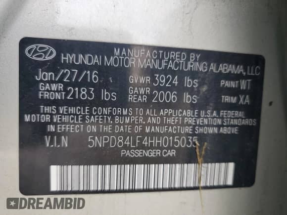 2017 Hyundai Elantra SE с VIN 5NPD84LF4HH015035, выставлен на аукционе Copart как лот 82543455 с пробегом 85 756 миль миль и Чистый • Clean title. История ставок и продаж доступна на DreamBid. Изображение 12.