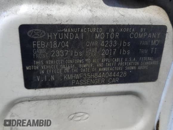 2004 Hyundai Sonata GLS z VIN KMHWF35H84A044428, wystawiony jako Copart lot #70746914 z przebiegiem 207 210 mil mil oraz Szkoda całkowita • Salvage title. Historia ofert i sprzedaży dostępna na DreamBid. Obrazek 12.