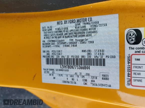 2007 Ford Mustang Deluxe z VIN 1ZVHT80N775366844, wystawiony jako Copart lot #80307065 z przebiegiem 176 188 mil mil oraz Szkoda całkowita • Salvage title. Historia ofert i sprzedaży dostępna na DreamBid. Obrazek 12.