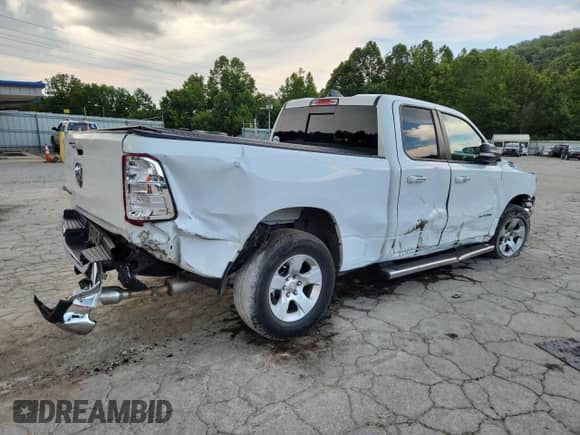 2019 Ram 1500 Big Horn with VIN 1C6RREBT9KN827686, listed as a Copart auction lot 63520255 with 54,859 mi miles and Salvage title. Bid and sale history available at DreamBid. Image 3.