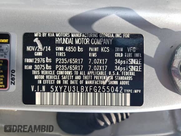 2015 Hyundai Santa Fe с VIN 5XYZU3LBXFG255042, выставлен на аукционе Copart как лот 67042185 с пробегом 119 345 миль миль и На запчасти • Non repairable. История ставок и продаж доступна на DreamBid. Изображение 13.