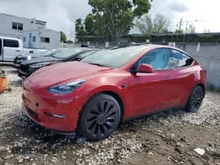 2021 Tesla Model Y Performance with VIN 5YJYGDEF5MF250733, listed as a Copart auction lot 60679894 with 21,085 mi miles and Non repairable. Bid and sale history available at DreamBid. Image 1.