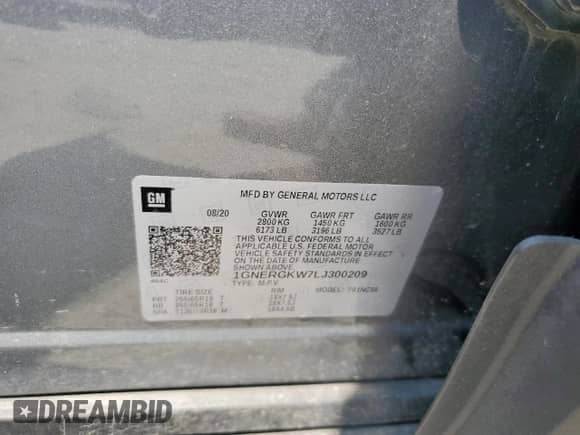 2020 Chevrolet Traverse LT Cloth с VIN 1GNERGKW7LJ300209, выставлен на аукционе Copart как лот 66729805 с пробегом 133 489 миль миль и Списание • Salvage title. История ставок и продаж доступна на DreamBid. Изображение 12.