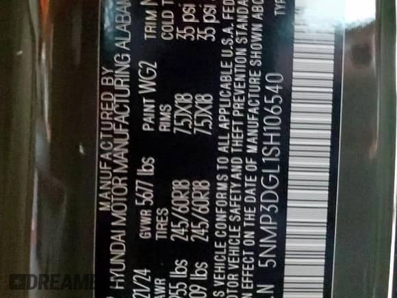 2025 Hyundai Santa Fe XRT с VIN 5NMP3DGL1SH106540, выставлен на аукционе Copart как лот 62775295 с пробегом 2 275 миль миль и Списание • Salvage title. История ставок и продаж доступна на DreamBid. Изображение 14.