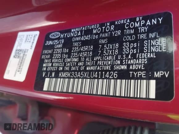 2020 Hyundai Kona Limited z VIN KM8K33A5XLU411426, wystawiony jako IAAI lot #43382205 z przebiegiem 41 991 mil mil oraz . Historia ofert i sprzedaży dostępna na DreamBid. Obrazek 9.