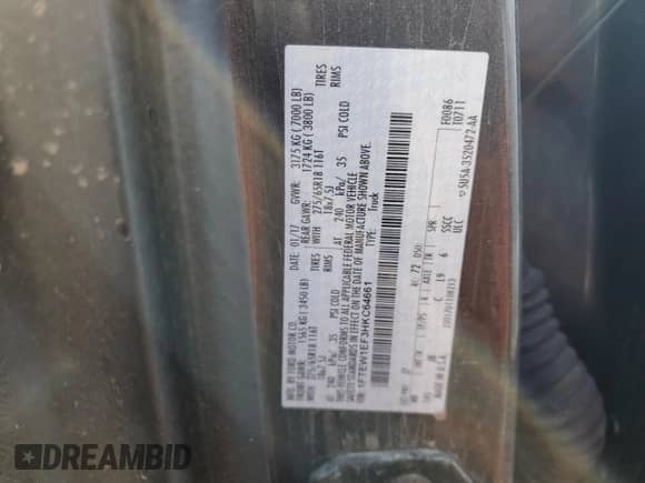 2017 Ford F-150 XL с VIN 1FTEW1EF3HKC64661, выставлен на аукционе Copart как лот 82678925 с пробегом 109 693 миль миль и Списание • Salvage title. История ставок и продаж доступна на DreamBid. Изображение 12.