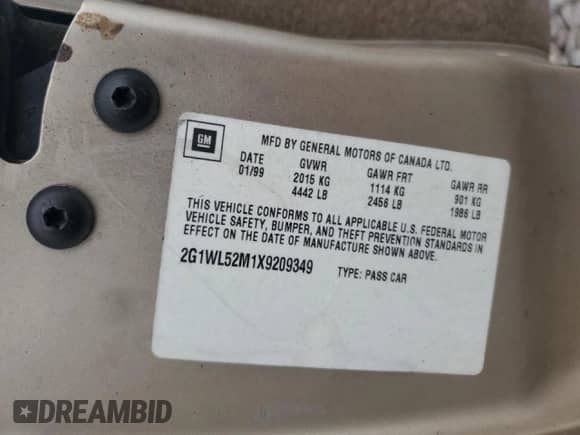 1999 Chevrolet Lumina LS с VIN 2G1WL52M1X9209349, выставлен на аукционе Copart как лот 57321465 с пробегом 240 768 миль миль и Списание • Salvage title. История ставок и продаж доступна на DreamBid. Изображение 12.