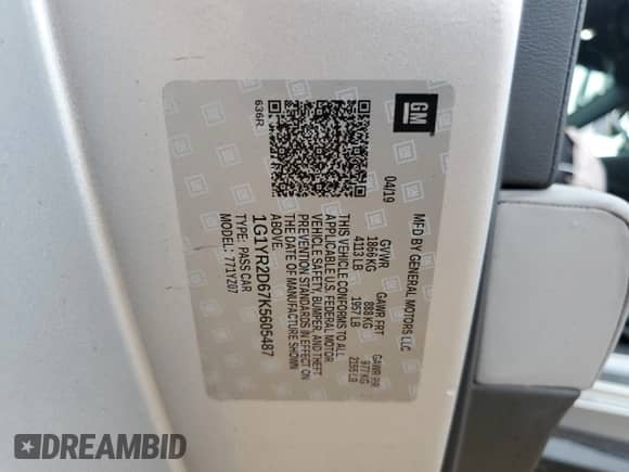 2019 Chevrolet Corvette Z06 2LZ с VIN 1G1YR2D67K5605487, выставлен на аукционе Copart как лот 59131985 с пробегом 10 756 миль миль и Чистый • Clean title. История ставок и продаж доступна на DreamBid. Изображение 12.