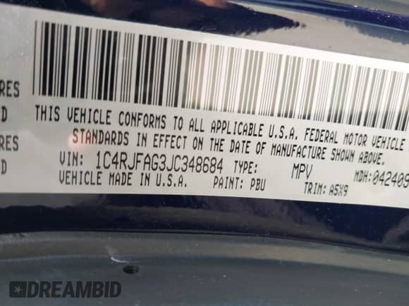 2018 Jeep Grand Cherokee Altitude с VIN 1C4RJFAG3JC348684, выставлен на аукционе IAAI как лот 42695291 с пробегом 57 505 миль миль и . История ставок и продаж доступна на DreamBid. Изображение 9.