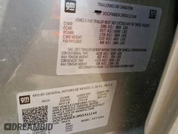 2024 Chevrolet Silverado 1500 Custom z VIN 3GCPABEK3RG411144, wystawiony jako Copart lot #84459685 z przebiegiem 23 349 mil mil oraz Czysty tytuł • Clean title. Historia ofert i sprzedaży dostępna na DreamBid. Obrazek 12.