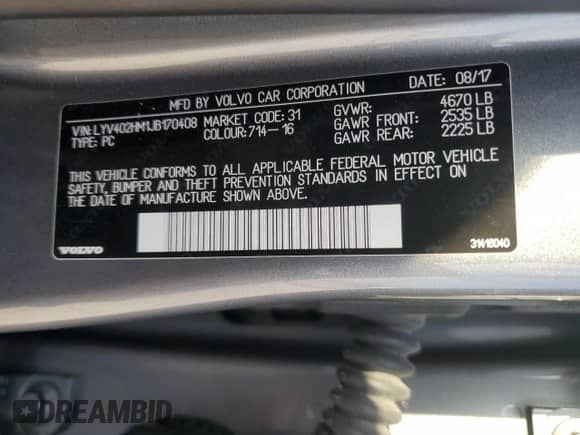 2018 Volvo S60 Inscription Platinum с VIN LYV402HM1JB170408, выставлен на аукционе Copart как лот 47310225 с пробегом 72 247 миль миль и Списание • Salvage title. История ставок и продаж доступна на DreamBid. Изображение 13.