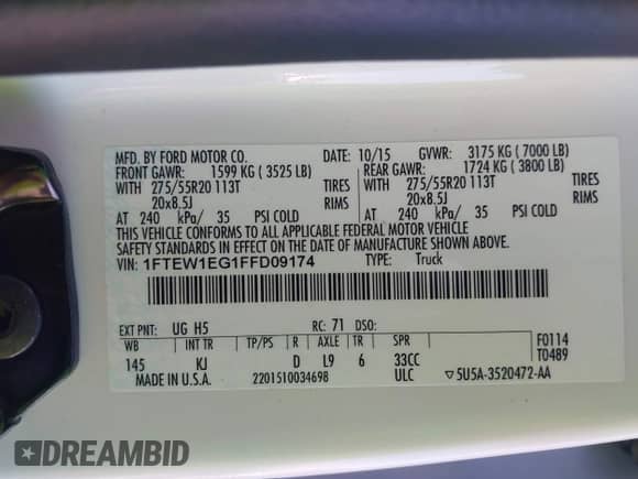 2015 Ford F-150 XLT z VIN 1FTEW1EG1FFD09174, wystawiony jako IAAI lot #42562205 z przebiegiem 110 659 mil mil oraz . Historia ofert i sprzedaży dostępna na DreamBid. Obrazek 9.