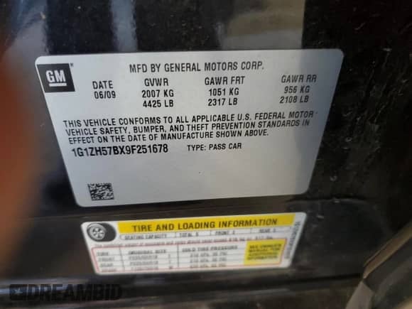 2009 Chevrolet Malibu 1LT с VIN 1G1ZH57BX9F251678, выставлен на аукционе Copart как лот 81915065 с пробегом 140 052 миль миль и Списание • Salvage title. История ставок и продаж доступна на DreamBid. Изображение 12.