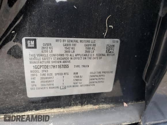 2017 Chevrolet Colorado 4WD Z71 with VIN 1GCPTDE17H1167055, listed as a Copart auction lot 83960595 with 180,936 mi miles and Clean title. Bid and sale history available at DreamBid. Image 12.