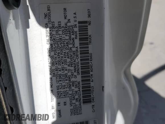 2005 Toyota Tacoma с VIN 5TEUU42N25Z144596, выставлен на аукционе Copart как лот 69295985 с пробегом 285 923 миль миль и Списание • Salvage title. История ставок и продаж доступна на DreamBid. Изображение 13.