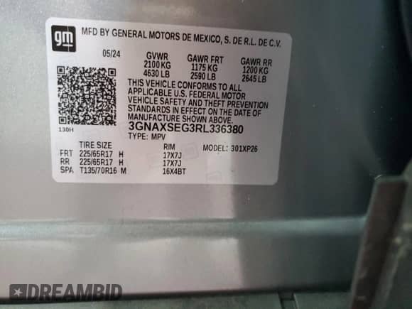 2024 Chevrolet Equinox LS with VIN 3GNAXSEG3RL336380, listed as a Copart auction lot 81123605 with 9,212 mi miles and Salvage title. Bid and sale history available at DreamBid. Image 14.