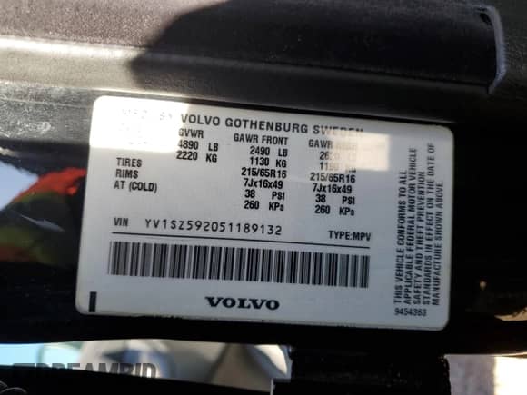 2005 Volvo XC70 с VIN YV1SZ592051189132, выставлен на аукционе Copart как лот 72088595 с пробегом 151 679 миль миль и Списание • Salvage title. История ставок и продаж доступна на DreamBid. Изображение 12.