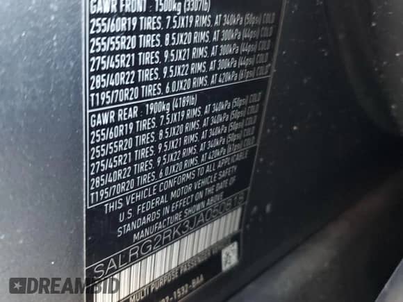 2018 Land Rover Discovery с VIN SALRG2RK3JA050818, выставлен на аукционе Copart как лот 77161734 с пробегом 86 341 миль миль и Списание • Salvage title. История ставок и продаж доступна на DreamBid. Изображение 13.