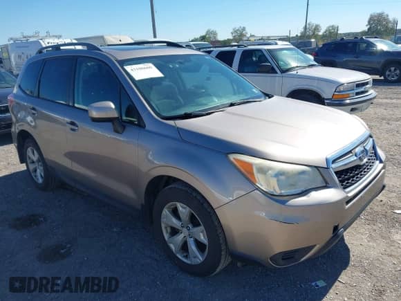 2014 Subaru Forester Premium with VIN JF2SJAEC4EH555980, listed as a IAAI auction lot 43108600 with 185,821 mi miles and . Bid and sale history available at DreamBid. Image 1.