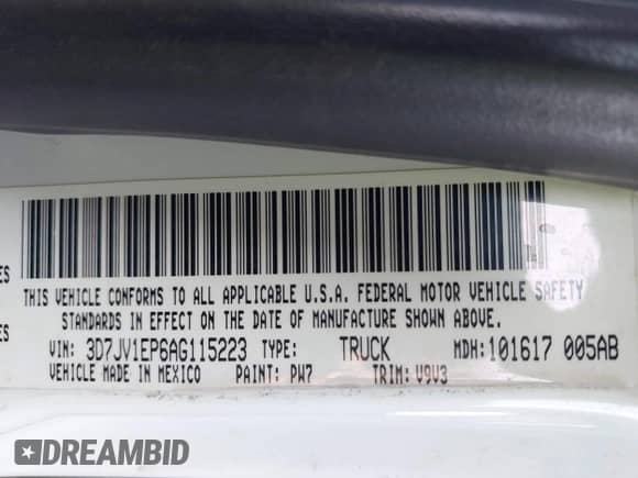 2010 Dodge 1500 ST с VIN 3D7JV1EP6AG115223, выставлен на аукционе IAAI как лот 42906974 с пробегом 162 112 миль миль и . История ставок и продаж доступна на DreamBid. Изображение 9.