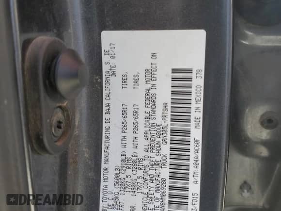 2017 Toyota Tacoma SR5 with VIN 3TMCZ5AN8HM069280, listed as a Copart auction lot 64744555 with 140,450 mi miles and Salvage title. Bid and sale history available at DreamBid. Image 12.