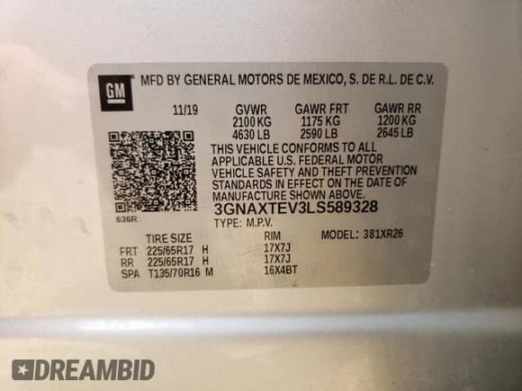 2020 Chevrolet Equinox LT с VIN 3GNAXTEV3LS589328, выставлен на аукционе Copart как лот 84015815 с пробегом 158 644 миль миль и Чистый • Clean title. История ставок и продаж доступна на DreamBid. Изображение 13.