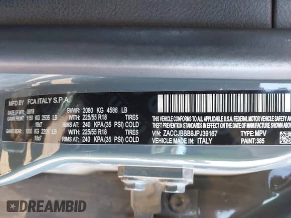 2018 Jeep Renegade Latitude с VIN ZACCJBBB9JPJ39167, выставлен на аукционе IAAI как лот 43111670 с пробегом Не указан миль и . История ставок и продаж доступна на DreamBid. Изображение 9.
