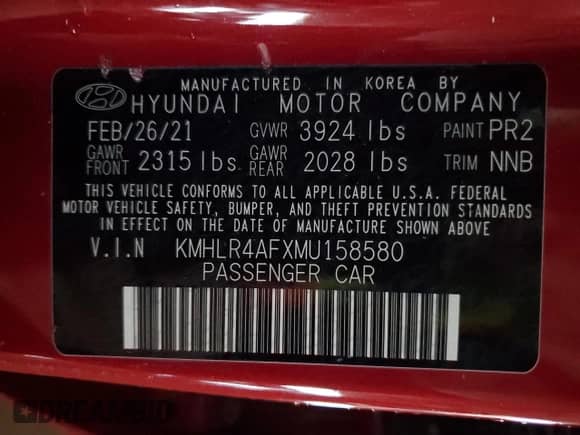 2021 Hyundai Elantra N Line z VIN KMHLR4AFXMU158580, wystawiony jako Copart lot #84349065 z przebiegiem 74 319 mil mil oraz Szkoda całkowita • Salvage title. Historia ofert i sprzedaży dostępna na DreamBid. Obrazek 12.