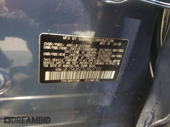 2020 Subaru Forester Limited with VIN JF2SKASC5LH527331, listed as a Copart auction lot 81643605 with 60,688 mi miles and Salvage title. Bid and sale history available at DreamBid. Image 13.