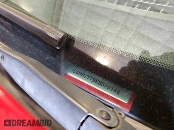 2019 Ram 1500 Big Horn with VIN 1C6RR7TT9KS576146, listed as a Copart auction lot 67680705 with 78,107 mi miles and Salvage title. Bid and sale history available at DreamBid. Image 12.