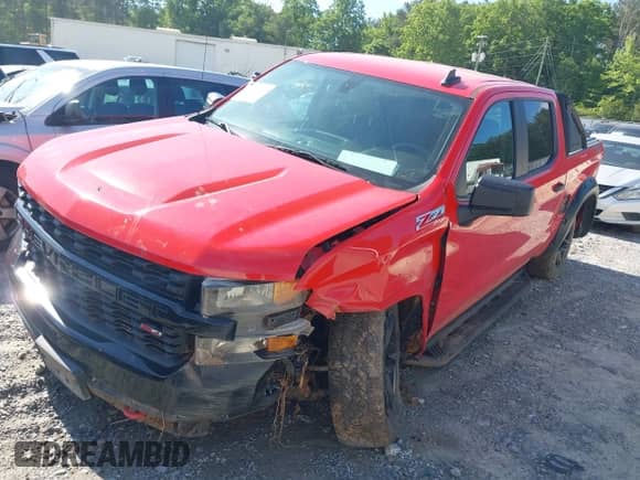 2020 Chevrolet Silverado 1500 Custom Trail Boss with VIN 3GCPYCEF1LG197296, listed as a IAAI auction lot 42175758 with 77,912 mi miles and . Bid and sale history available at DreamBid. Image 2.