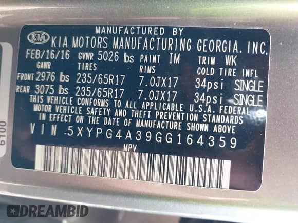 2016 Kia Sorento LX z VIN 5XYPG4A39GG164359, wystawiony jako IAAI lot #42620030 z przebiegiem 66 188 mil mil oraz . Historia ofert i sprzedaży dostępna na DreamBid. Obrazek 9.