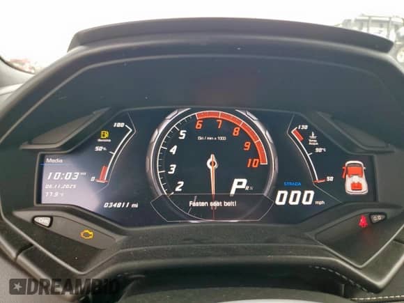 2016 Lamborghini Huracan LP 610-4 with VIN ZHWUR1ZF3GLA05085, listed as a Copart auction lot 60136495 with 34,811 mi miles and Salvage title. Bid and sale history available at DreamBid. Image 9.