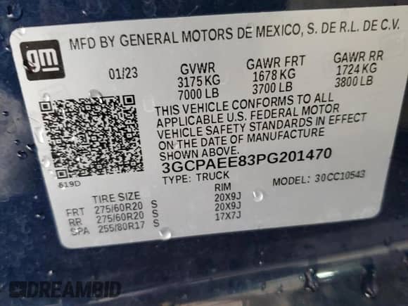 2023 Chevrolet Silverado 1500 z VIN 3GCPAEE83PG201470, wystawiony jako Copart lot #71307374 z przebiegiem 35 883 mil mil oraz Szkoda całkowita • Salvage title. Historia ofert i sprzedaży dostępna na DreamBid. Obrazek 12.