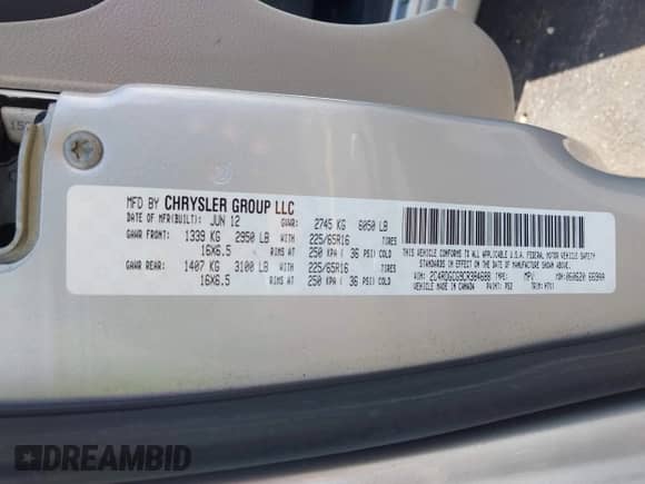 2012 Dodge Grand Caravan SXT с VIN 2C4RDGCG9CR384688, выставлен на аукционе IAAI как лот 43350232 с пробегом 140 119 миль миль и . История ставок и продаж доступна на DreamBid. Изображение 9.