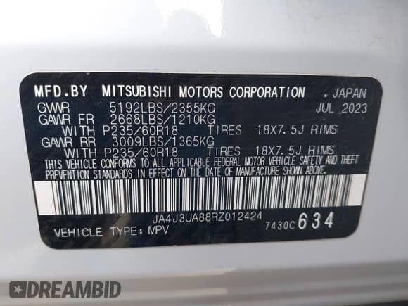 2024 Mitsubishi Outlander ES with VIN JA4J3UA88RZ012424, listed as a IAAI auction lot 43268094 with 33,505 mi miles and . Bid and sale history available at DreamBid. Image 9.