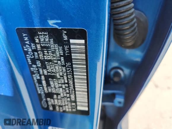 2019 Hyundai Tucson SE with VIN KM8J23A44KU915376, listed as a Copart auction lot 86887825 with Not provided miles and Clean title. Bid and sale history available at DreamBid. Image 13.