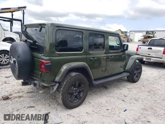 2021 Jeep Wrangler Unlimited Sahara Altitude with VIN 1C4HJXEG2MW605137, listed as a Copart auction lot 67749615 with 66,869 mi miles and Salvage title. Bid and sale history available at DreamBid. Image 3.