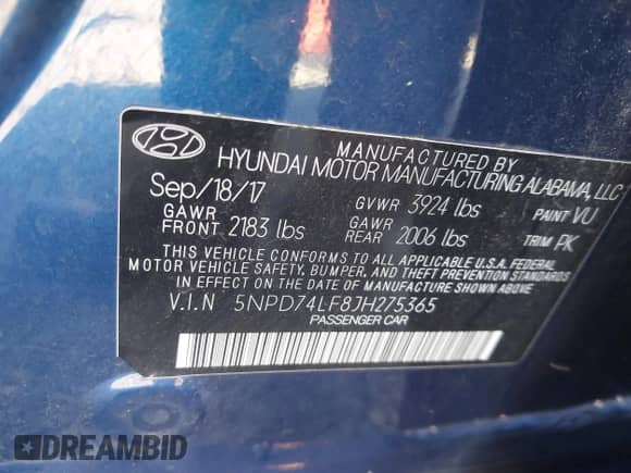 2018 Hyundai Elantra SE с VIN 5NPD74LF8JH275365, выставлен на аукционе IAAI как лот 43494086 с пробегом 42 468 миль миль и . История ставок и продаж доступна на DreamBid. Изображение 9.
