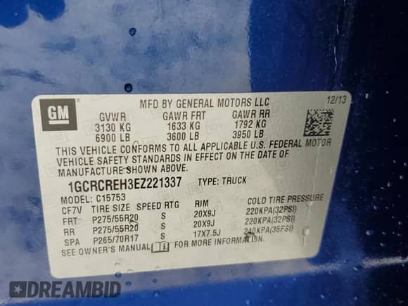 2014 Chevrolet Silverado 1500 LT z VIN 1GCRCREH3EZ221337, wystawiony jako Copart lot #71292795 z przebiegiem 191 739 mil mil oraz Szkoda całkowita • Salvage title. Historia ofert i sprzedaży dostępna na DreamBid. Obrazek 12.