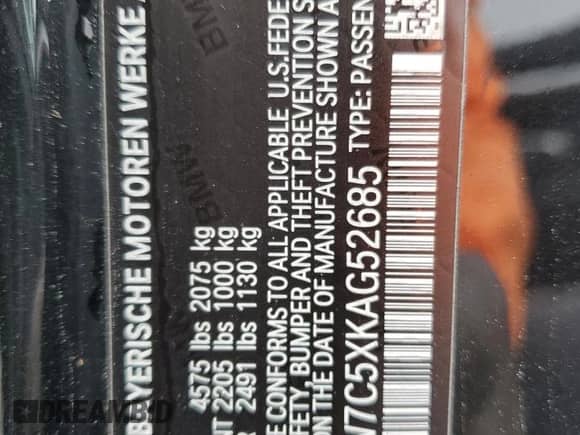 2019 BMW 4 Series 440i with VIN WBA4W7C5XKAG52685, listed as a Copart auction lot 87609725 with 40,729 mi miles and Salvage title. Bid and sale history available at DreamBid. Image 13.