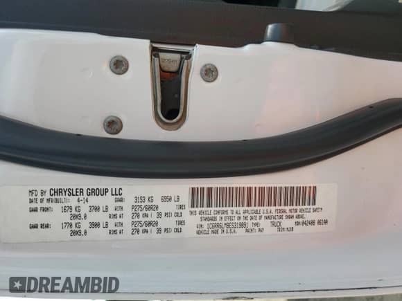 2014 Ram 1500 Big Horn z VIN 1C6RR6LM8ES319891, wystawiony jako Copart lot #64426375 z przebiegiem 230 387 mil mil oraz Szkoda całkowita • Salvage title. Historia ofert i sprzedaży dostępna na DreamBid. Obrazek 12.