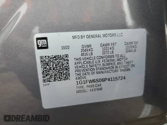 2023 Chevrolet Bolt EV 1LT z VIN 1G1FW6S06P4115724, wystawiony jako Copart lot #68639883 z przebiegiem 5 414 mil mil oraz . Historia ofert i sprzedaży dostępna na DreamBid. Obrazek 13.